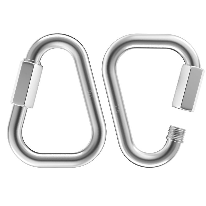 Fetoatar 2.9 Inch Delta Quick Links 5/16 Inch 316 Stainless Steel Triangle Locking Quick Connector, M8 Quick Link Chain Heavy Duty Chain Connector - 2 Pack, 1535lbs Capacity - Image 1